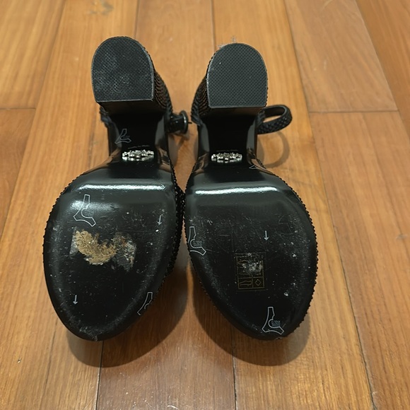 PRADA Platform Black Satin & Crystals Heels 37 - Picture 7 of 8
